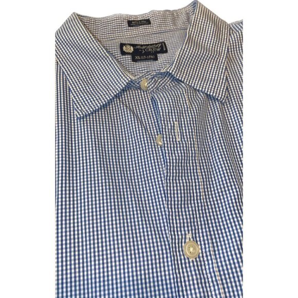 Men's J. Crew Haberdashery XL 17-17 1/2 long sleeve button-down blue and… - Picture 2 of 5